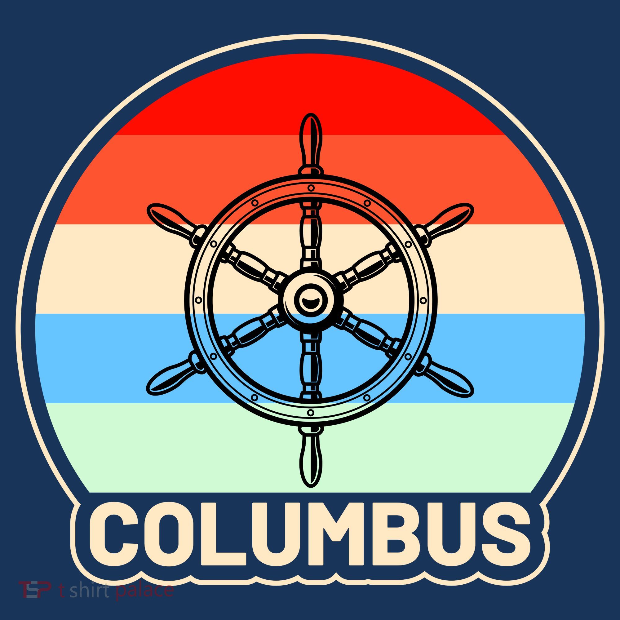 Retro Columbus Ship Wheel Polo