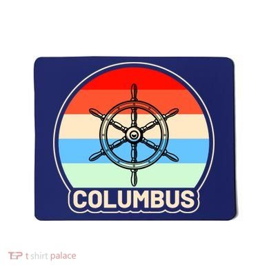 Retro Columbus Ship Wheel Mousepad