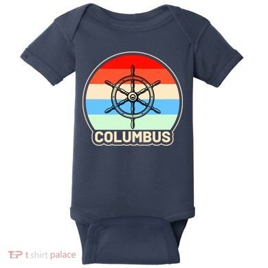 Retro Columbus Ship Wheel Baby Bodysuit