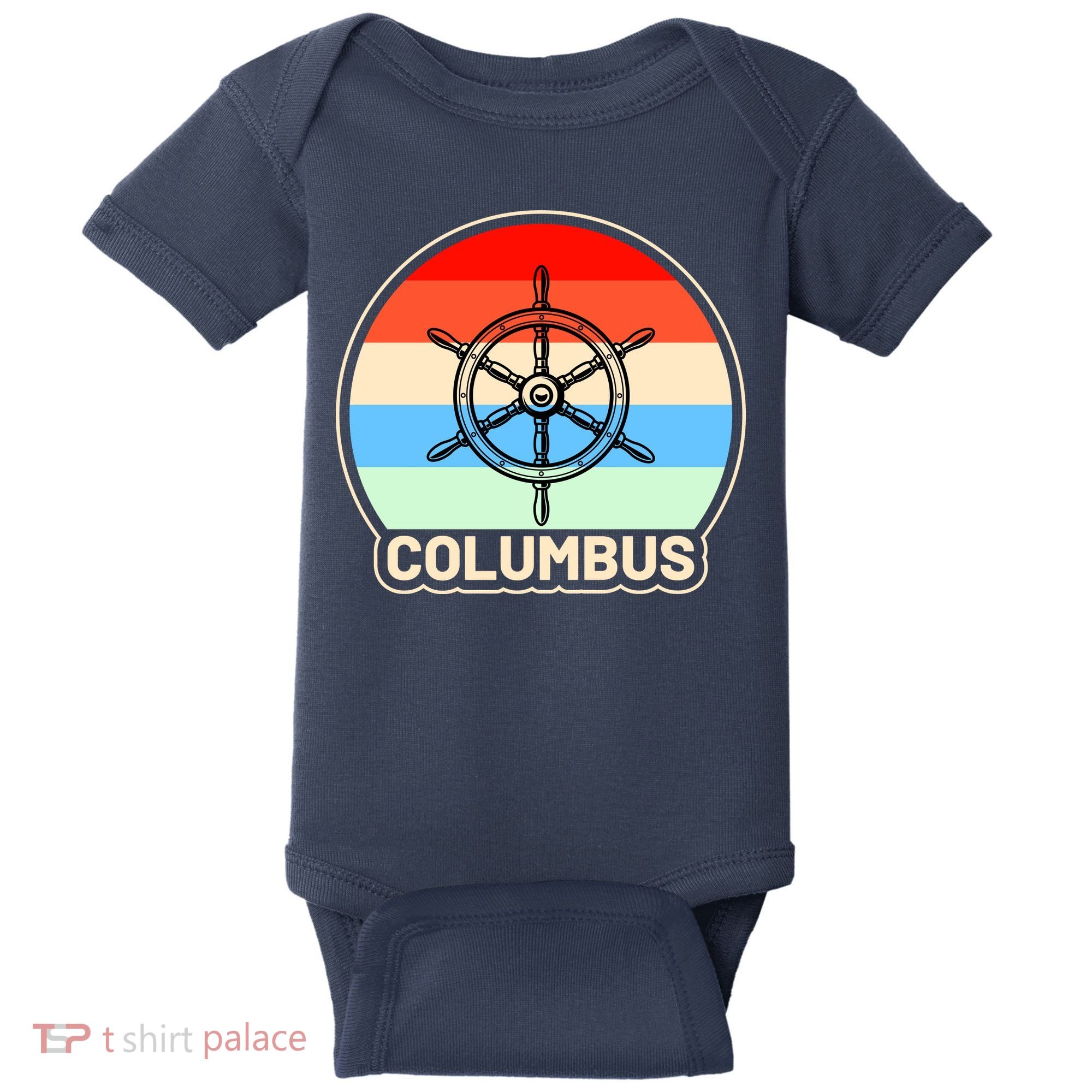 Retro Columbus Ship Wheel Baby Bodysuit