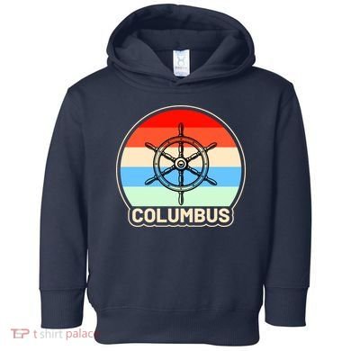 Retro Columbus Ship Wheel Toddler Hoodie