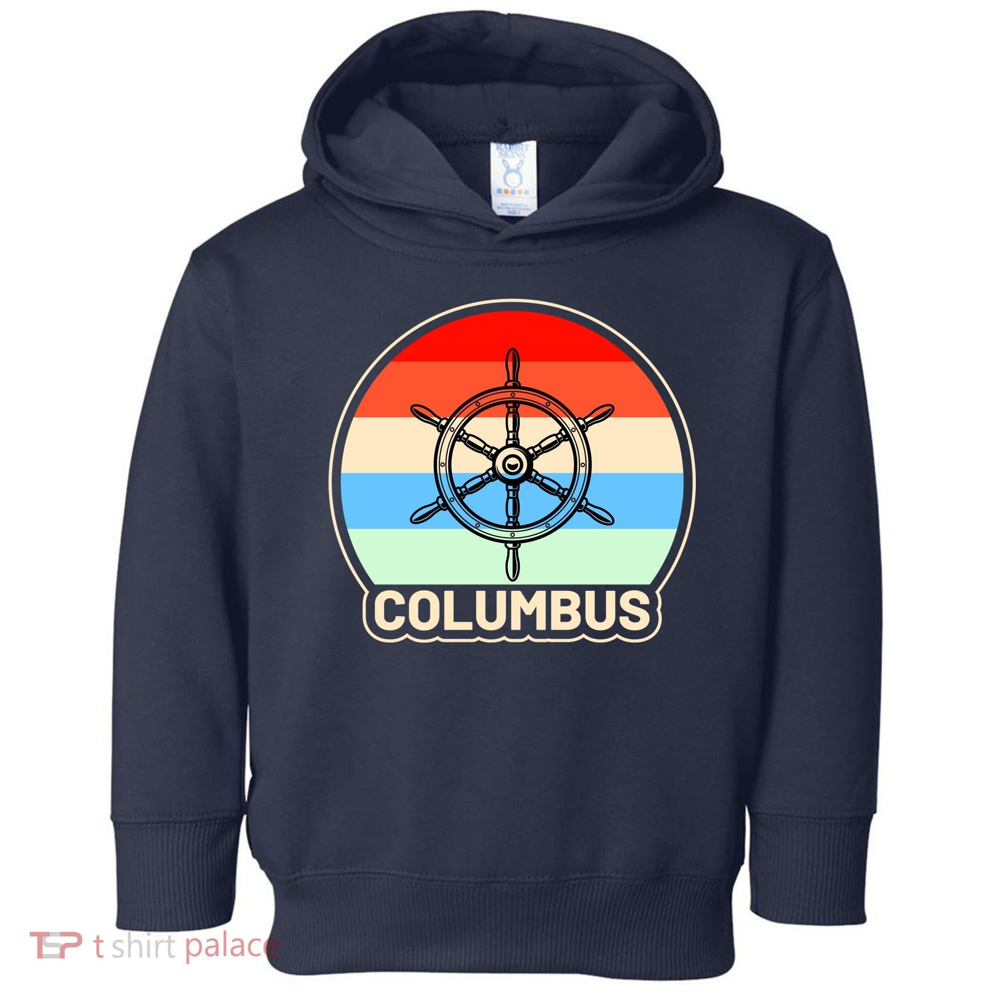Retro Columbus Ship Wheel Toddler Hoodie