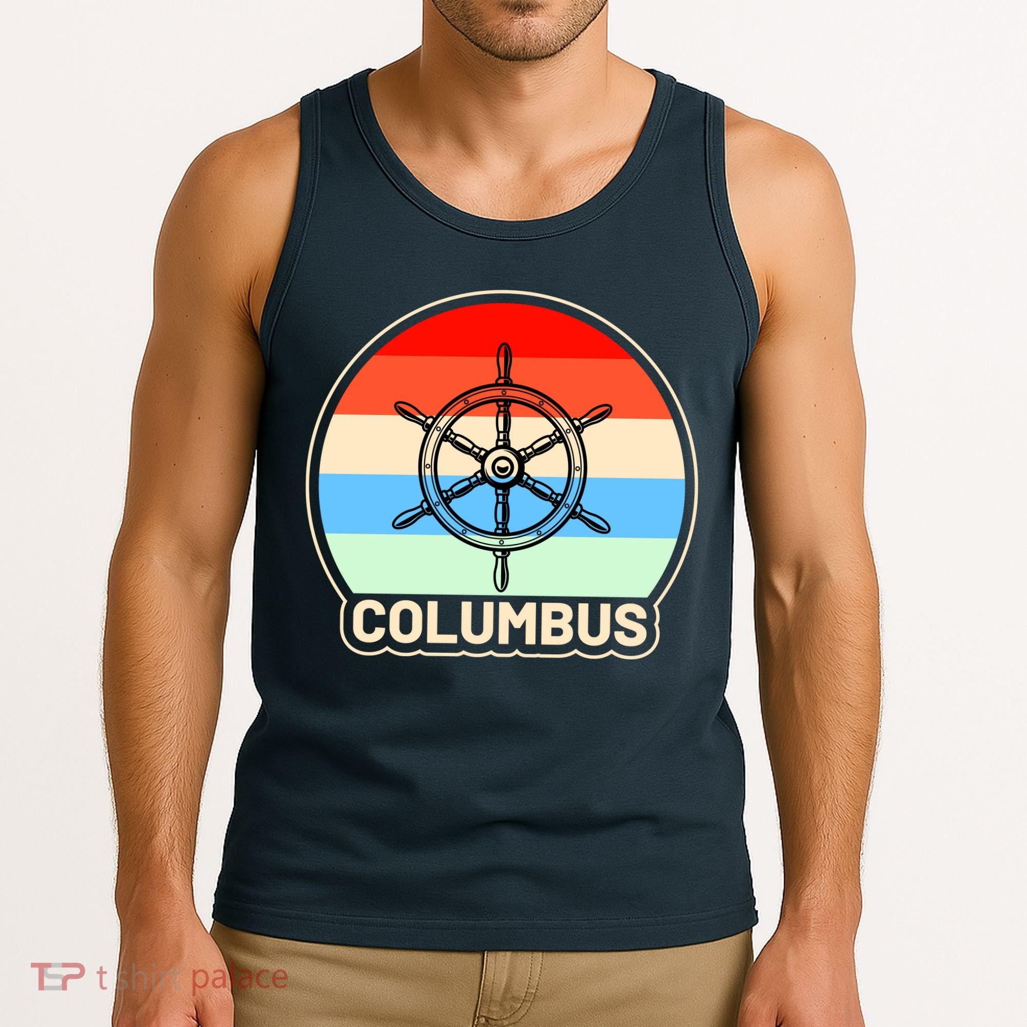 Retro Columbus Ship Wheel Tank Top