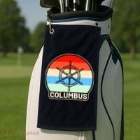 Retro Columbus Ship Wheel Golf Towel thumb 2