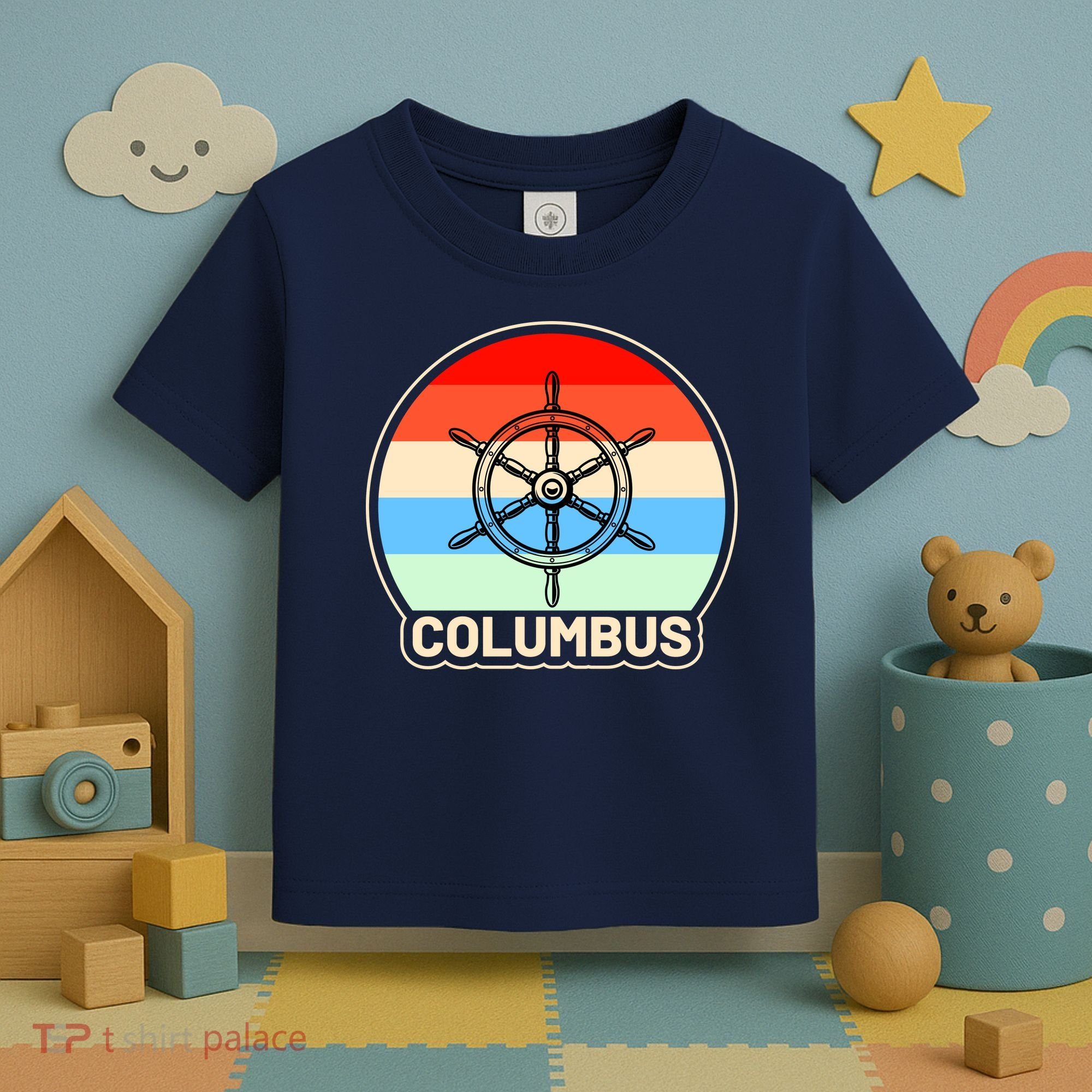 Retro Columbus Ship Wheel Toddler T-Shirt
