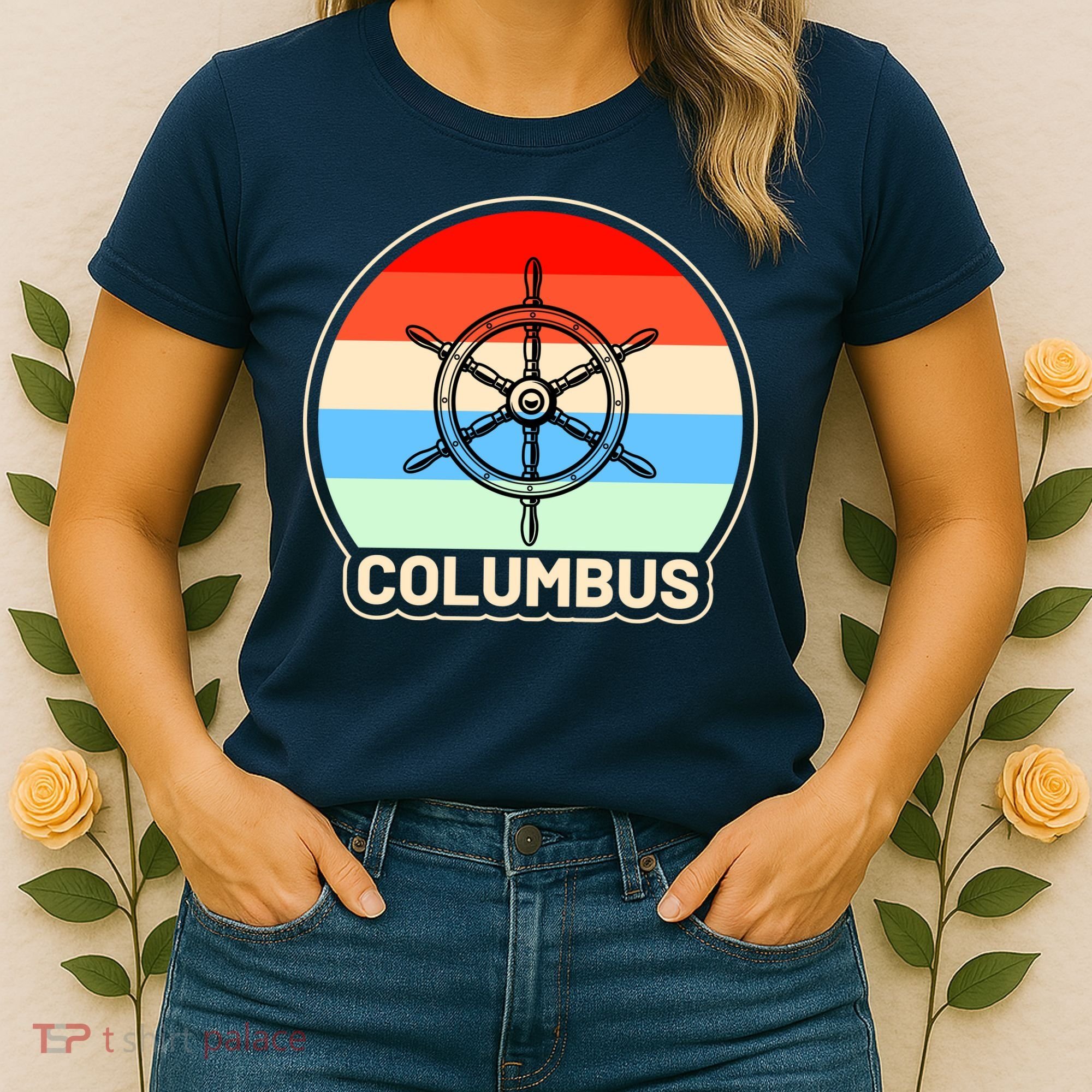 Retro Columbus Ship Wheel Women's T-Shirt