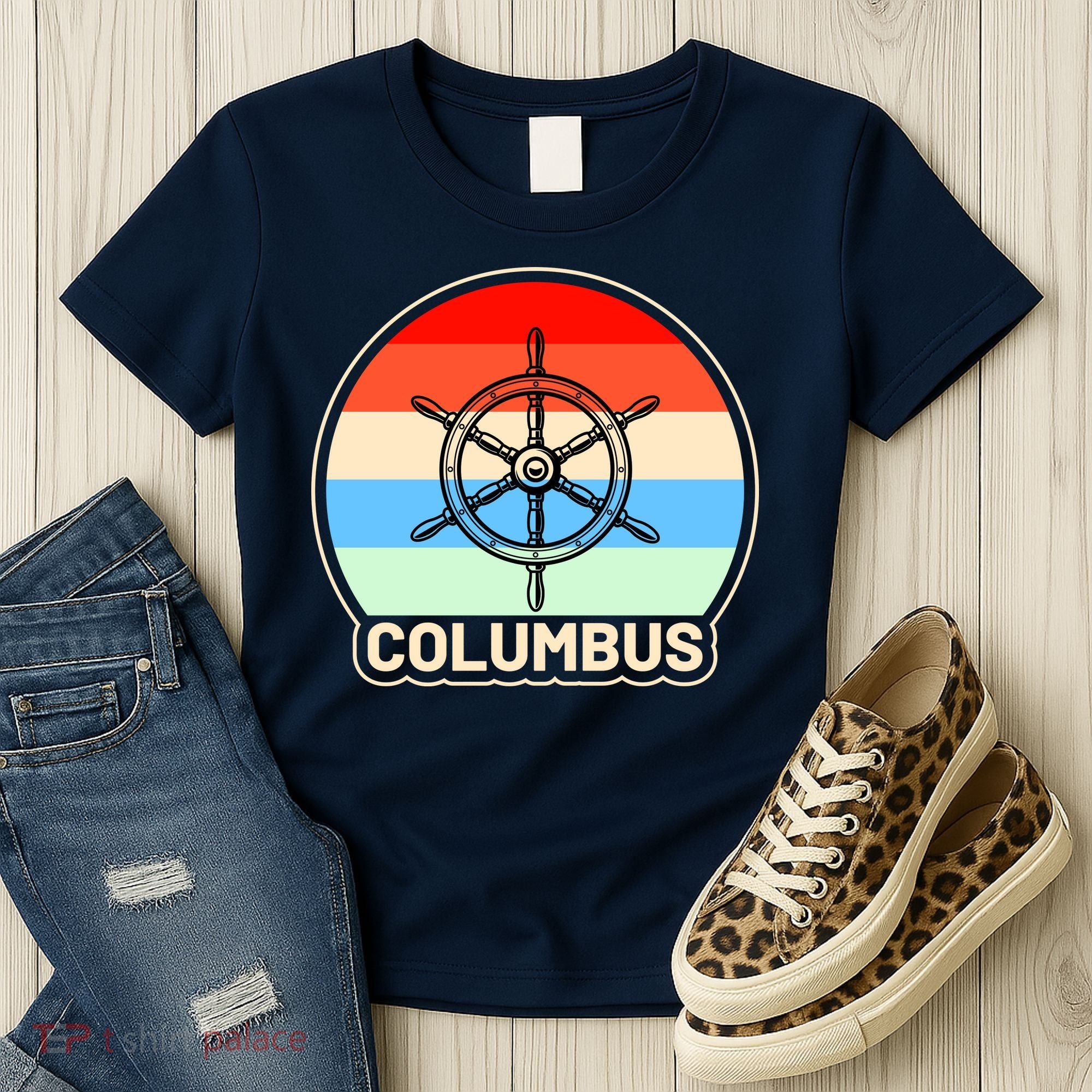Retro Columbus Ship Wheel Women's T-Shirt