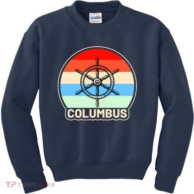 Retro Columbus Ship Wheel Kids Sweatshirt