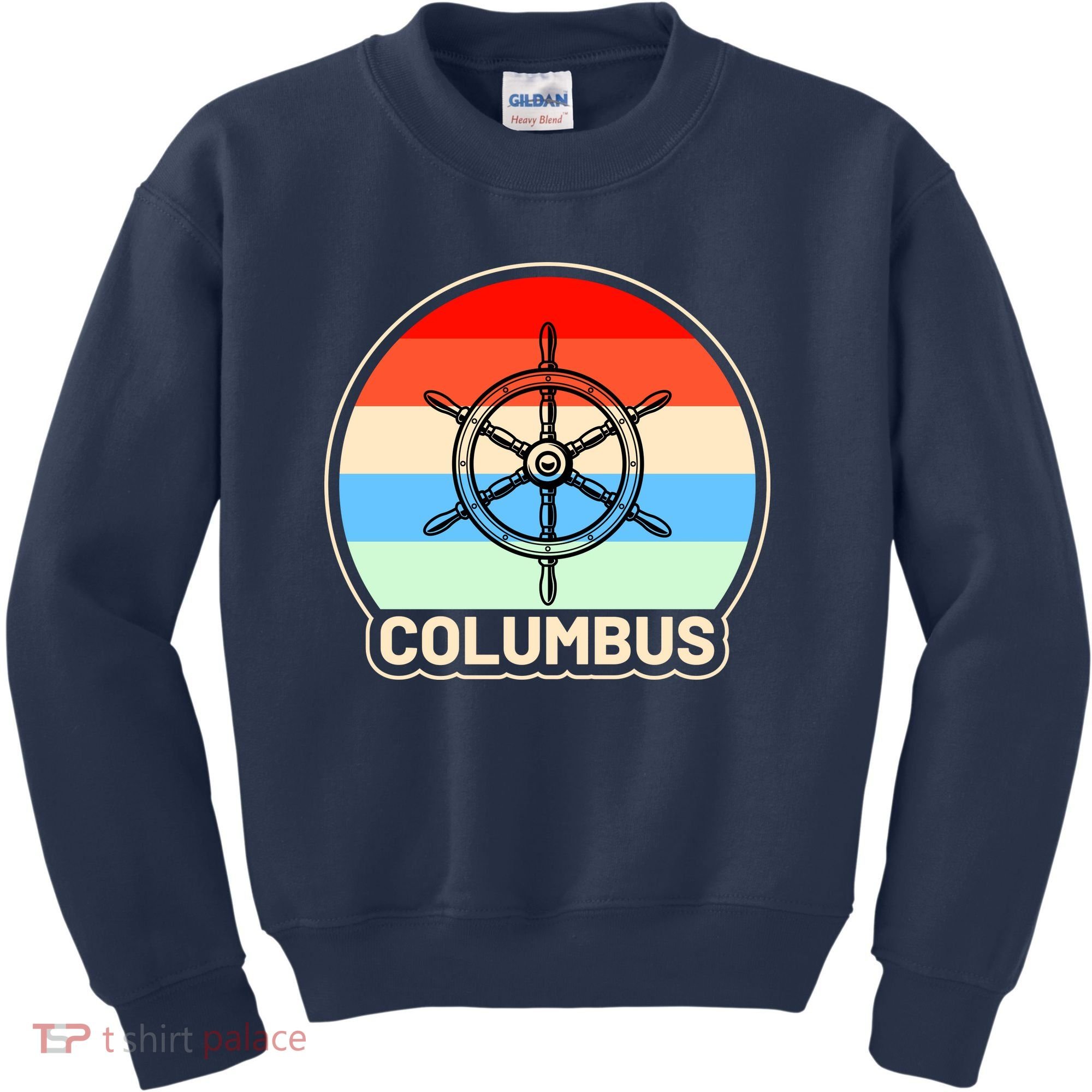 Retro Columbus Ship Wheel Kids Sweatshirt