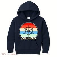 Retro Columbus Ship Wheel Kids Hoodie thumb 0