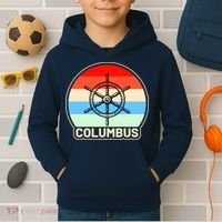 Retro Columbus Ship Wheel Kids Hoodie thumb 2