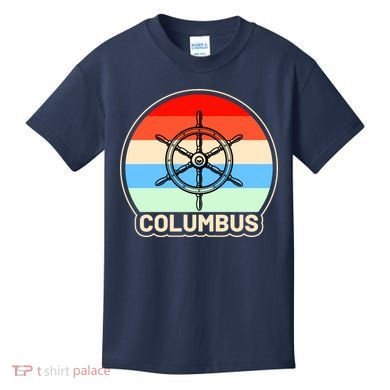 Retro Columbus Ship Wheel Kids T-Shirt