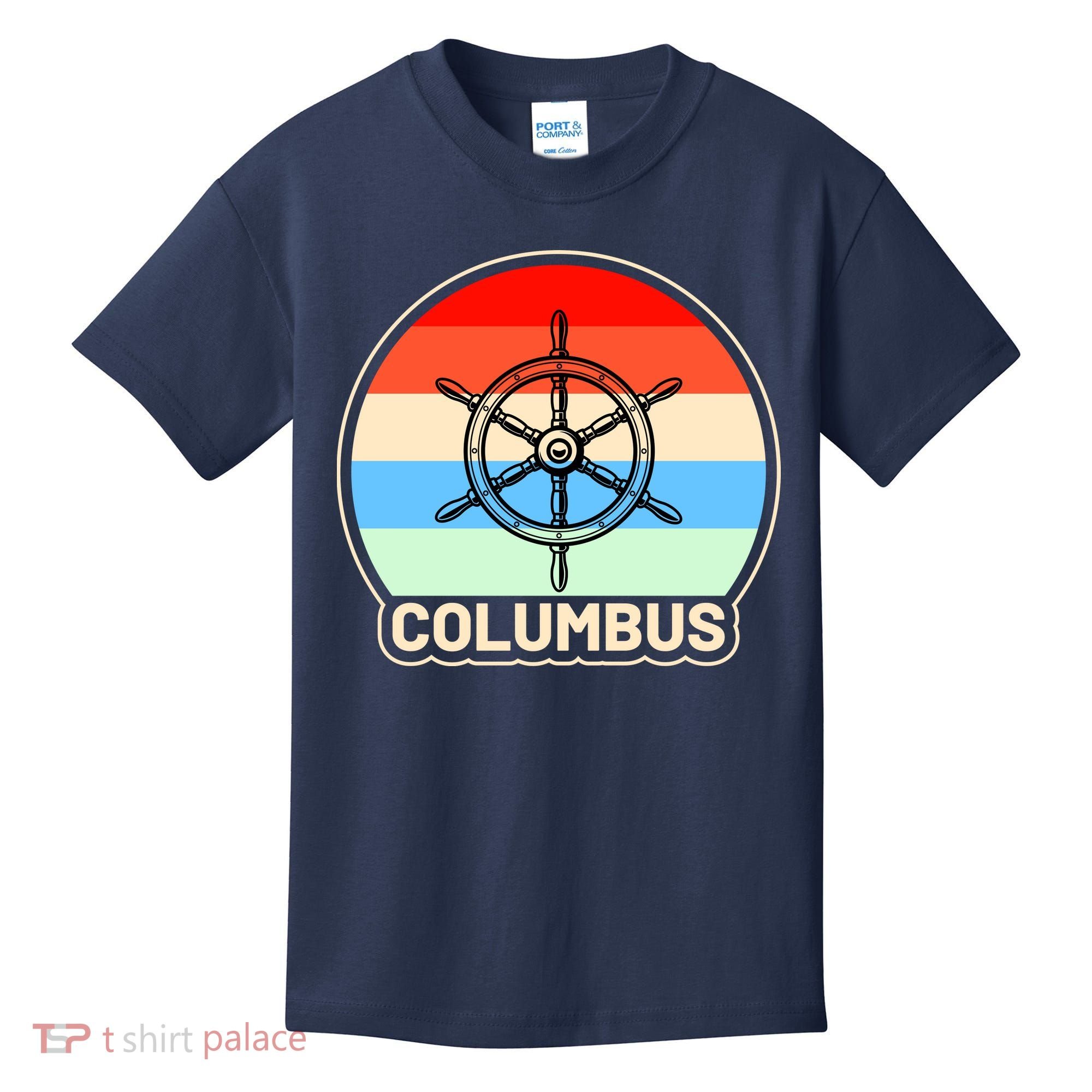 Retro Columbus Ship Wheel Kids T-Shirt
