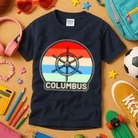 Retro Columbus Ship Wheel Kids T-Shirt thumb 3