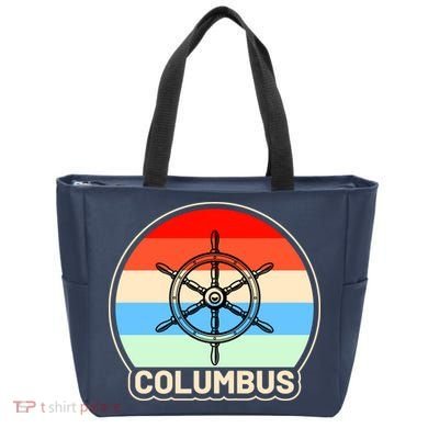 Retro Columbus Ship Wheel Tote Bag
