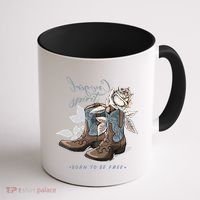 Reverse Cowgirl Spirit Born To Be Free Boots Coffee Mug thumb 1