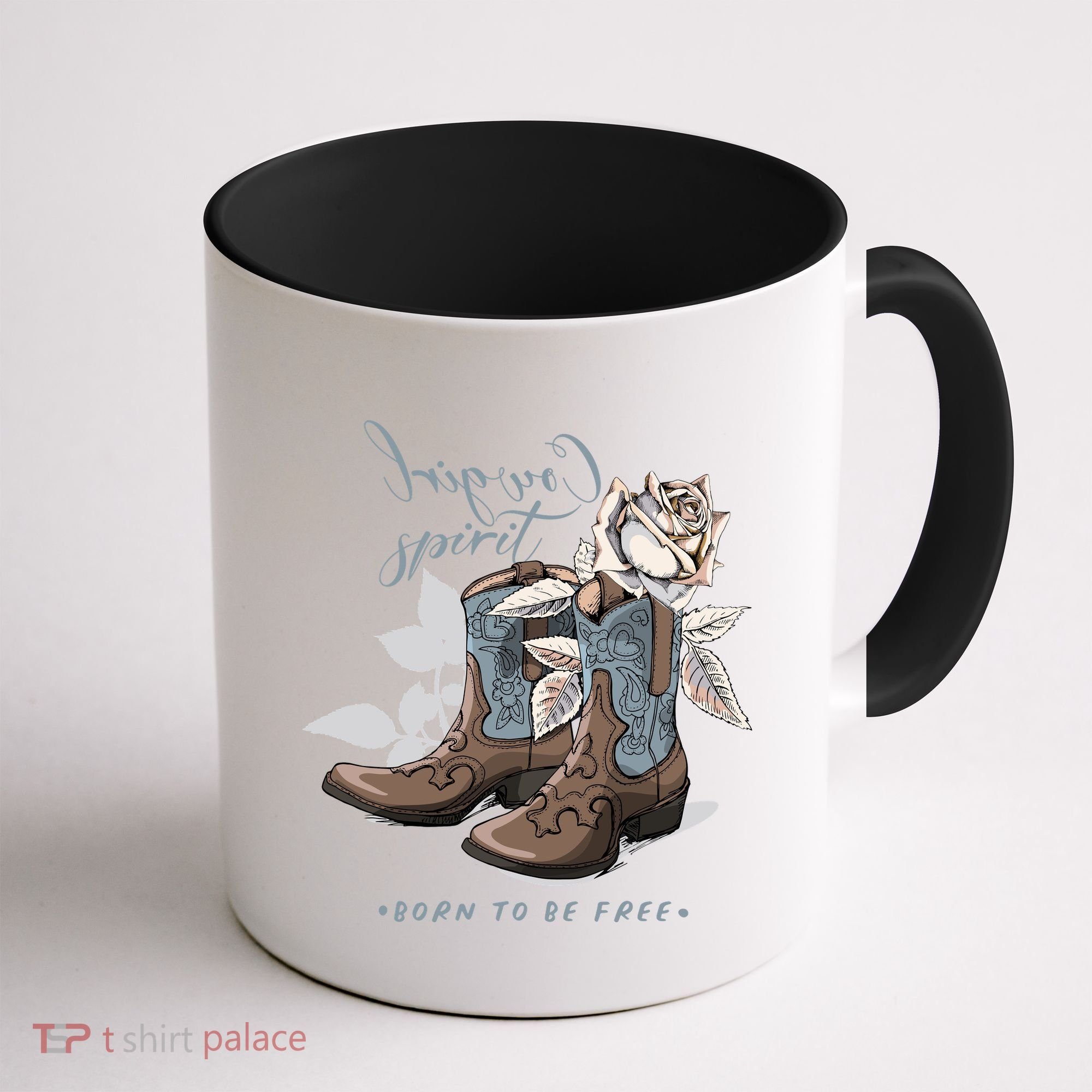 Reverse Cowgirl Spirit Born To Be Free Boots Coffee Mug