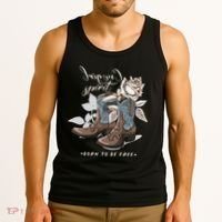 Reverse Cowgirl Spirit Born To Be Free Boots Tank Top thumb 3