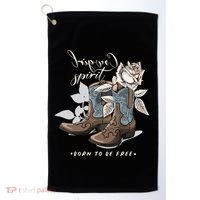 Reverse Cowgirl Spirit Born To Be Free Boots Golf Towel thumb 0
