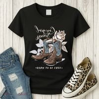 Reverse Cowgirl Spirit Born To Be Free Boots Women's T-Shirt thumb 3