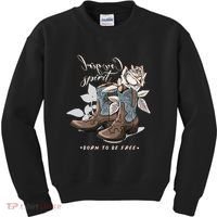 Reverse Cowgirl Spirit Born To Be Free Boots Kids Sweatshirt thumb 0
