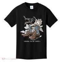 Reverse Cowgirl Spirit Born To Be Free Boots Kids T-Shirt thumb 0