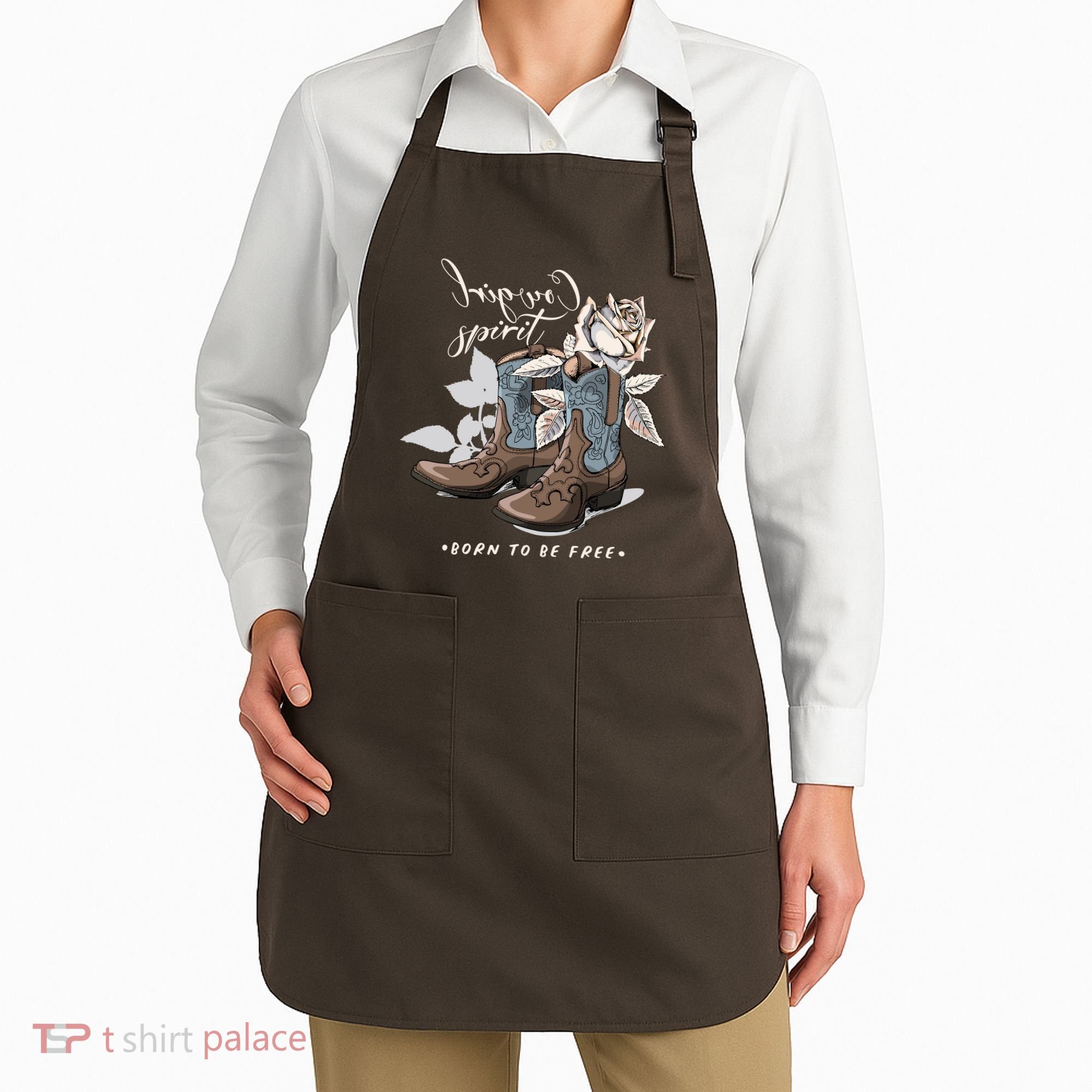 Reverse Cowgirl Spirit Born To Be Free Boots Apron