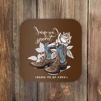 Reverse Cowgirl Spirit Born To Be Free Boots Coaster thumb 0