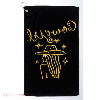 Reverse Cowgirl Script Stars Logo Golf Towel