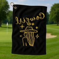 Reverse Cowgirl Script Stars Logo Golf Towel thumb 1