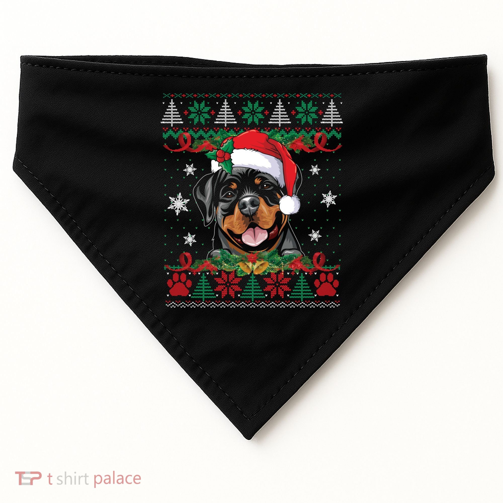 Rottweiler Christmas Santa Ugly Sweater Dog Lover Xmas Pjs Great Gift USA-Made Doggie Bandana