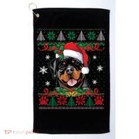 Rottweiler Christmas Santa Ugly Sweater Dog Lover Xmas Pjs Great Gift Golf Towel thumb 0