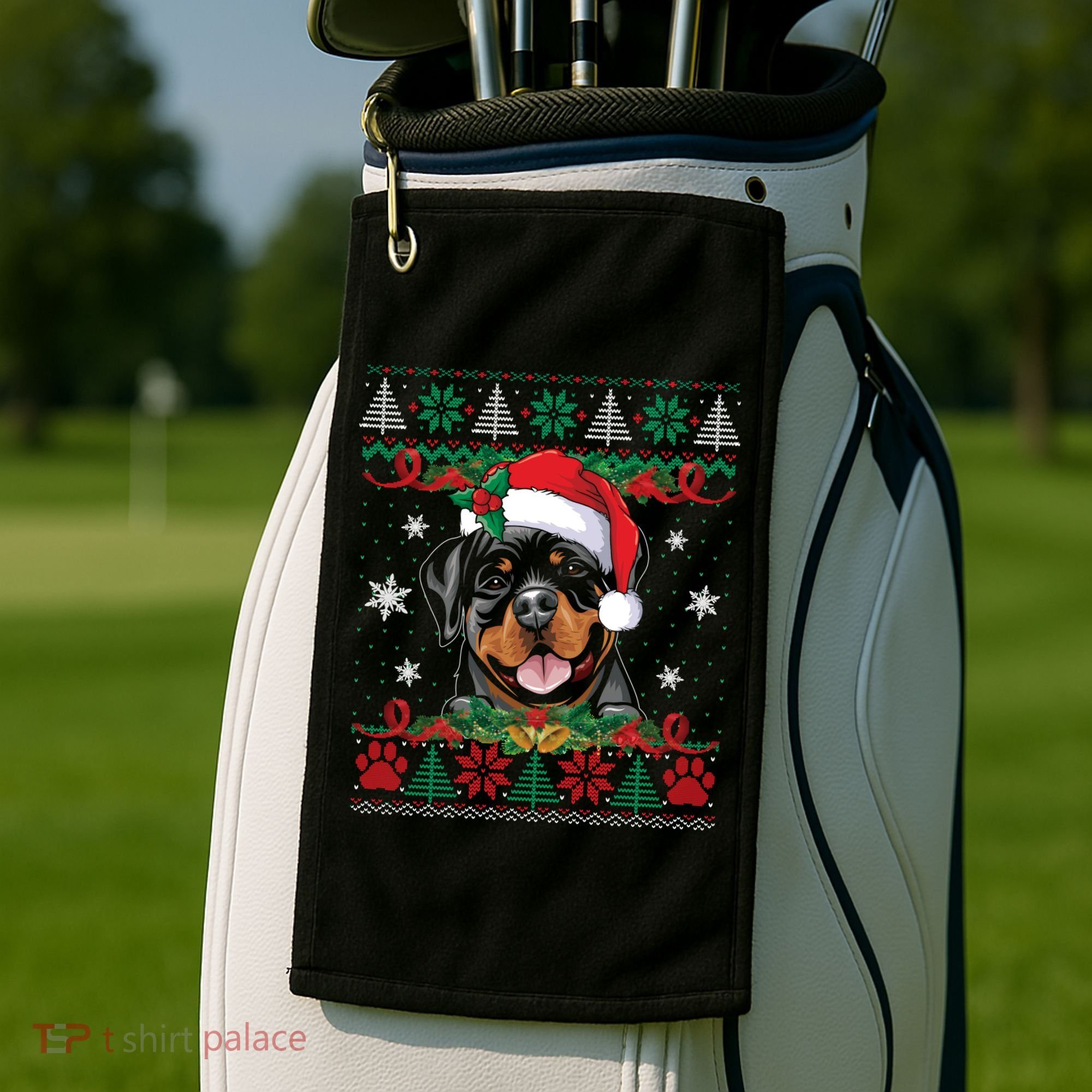 Rottweiler Christmas Santa Ugly Sweater Dog Lover Xmas Pjs Great Gift Golf Towel