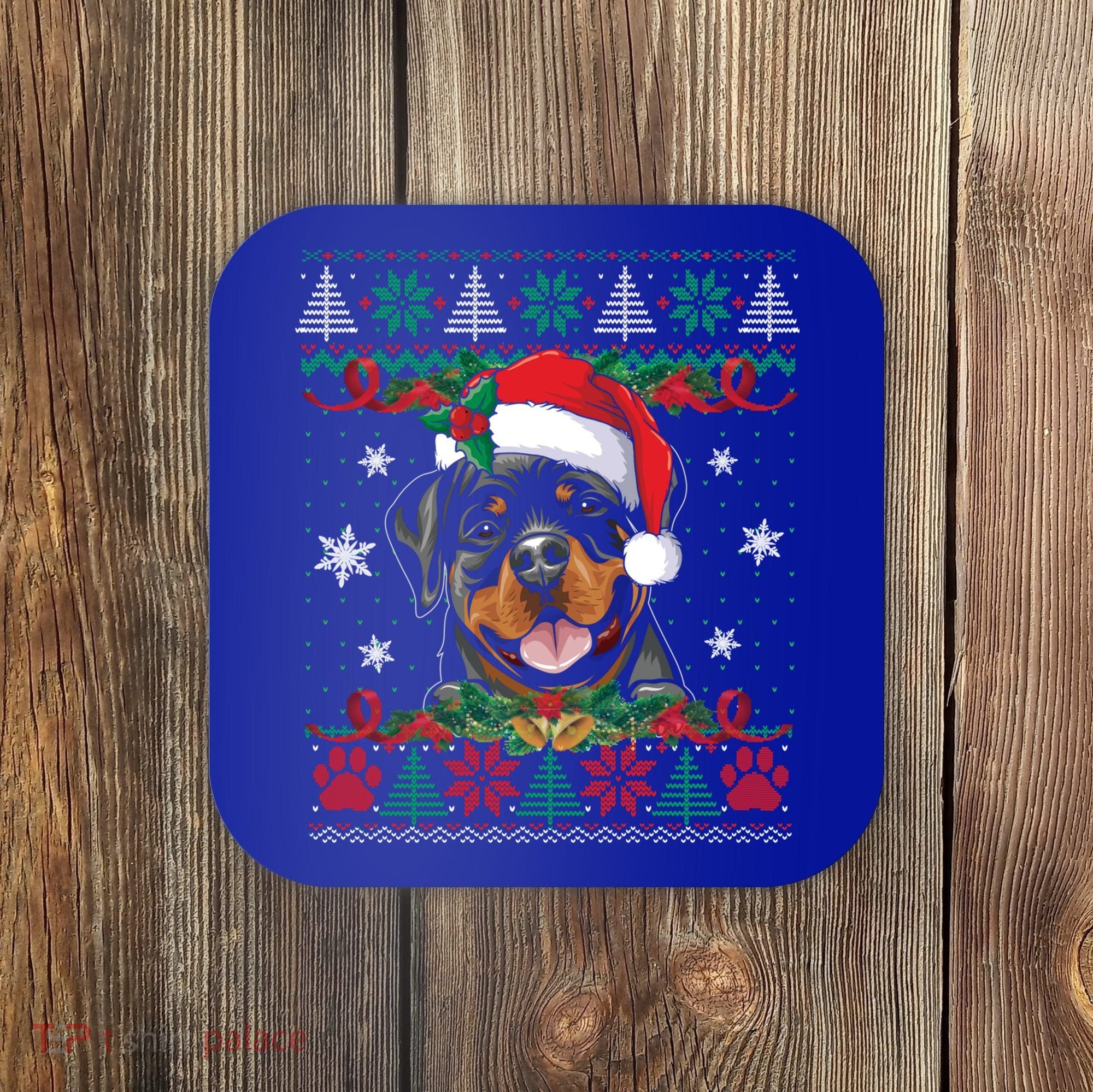 Rottweiler Christmas Santa Ugly Sweater Dog Lover Xmas Pjs Great Gift Coaster