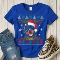 Rottweiler Christmas Santa Ugly Sweater Dog Lover Xmas Pjs Great Gift Women's T-Shirt thumb 3