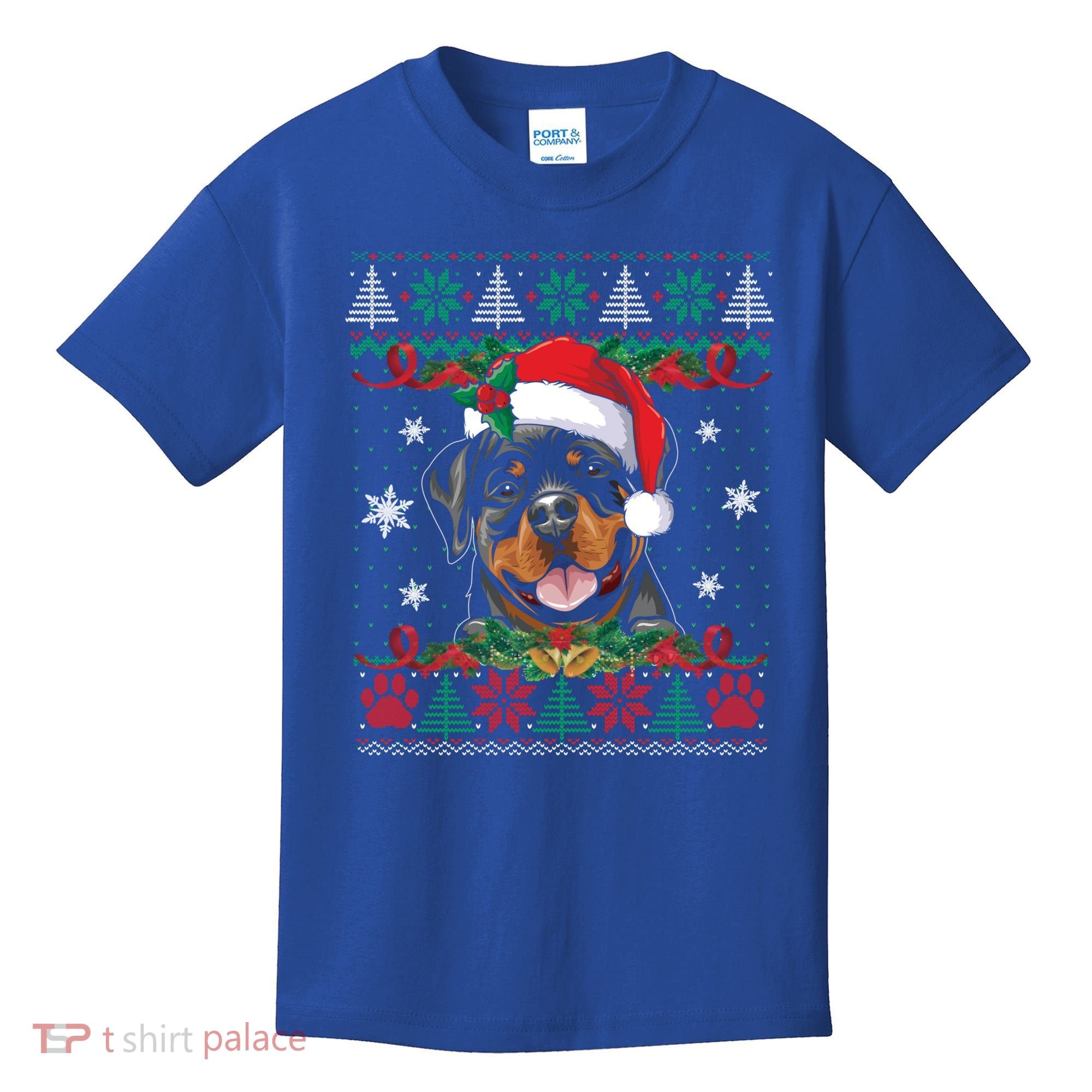 Rottweiler Christmas Santa Ugly Sweater Dog Lover Xmas Pjs Great Gift Kids T-Shirt