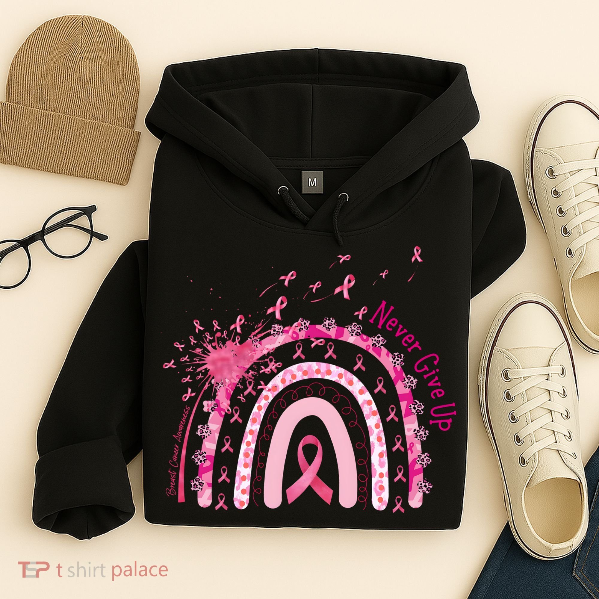 Rainbow Cancer Survivor Breast Cancer Pink Ribbon Hoodie
