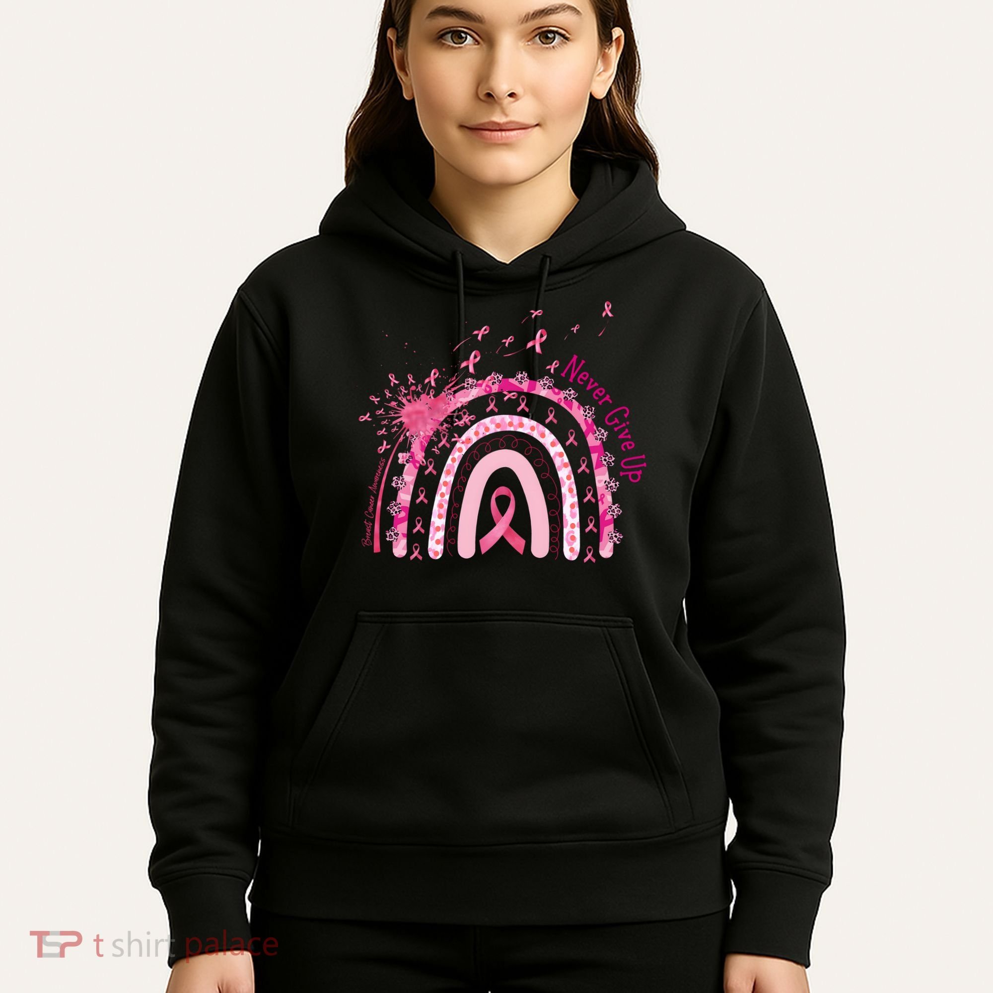 Rainbow Cancer Survivor Breast Cancer Pink Ribbon Hoodie