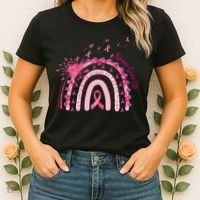Rainbow Cancer Survivor Breast Cancer Pink Ribbon Women's T-Shirt thumb 2