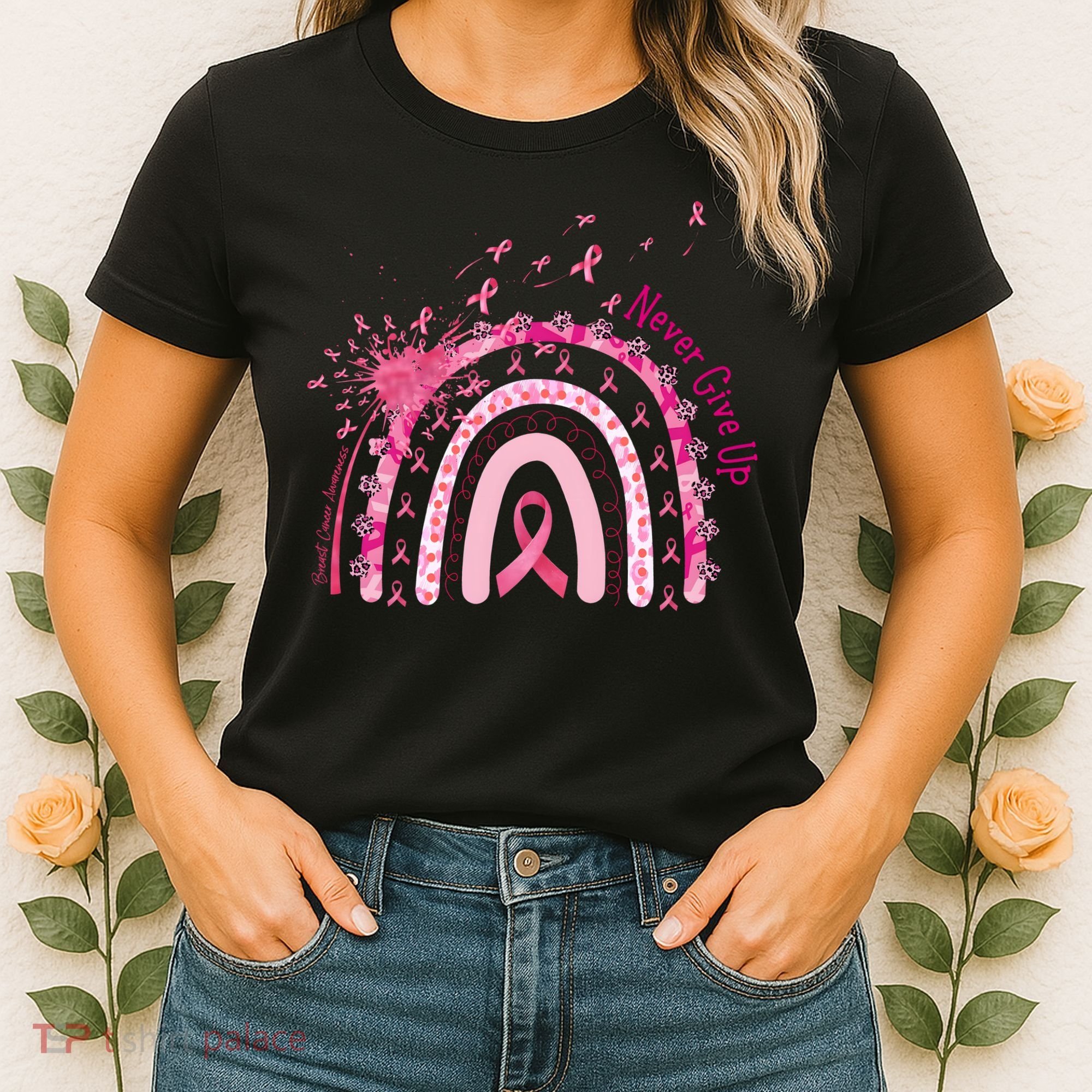 Rainbow Cancer Survivor Breast Cancer Pink Ribbon Women's T-Shirt