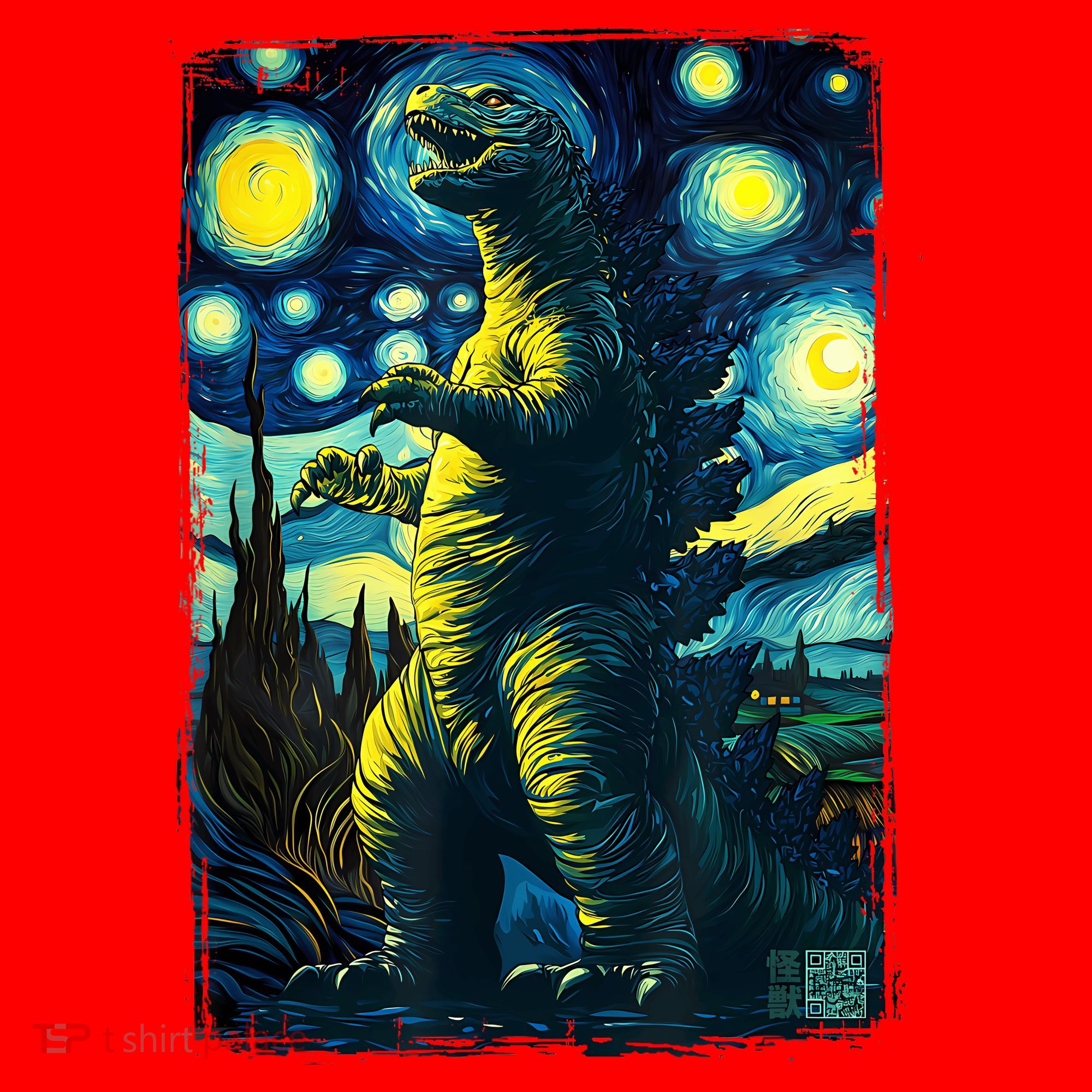 Retro Classic Starry Night Legendary Japanese Kaiju Santa Hat