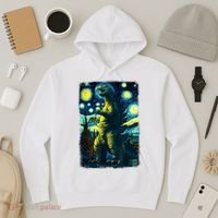 Retro Classic Starry Night Legendary Japanese Kaiju Hoodie thumb 3