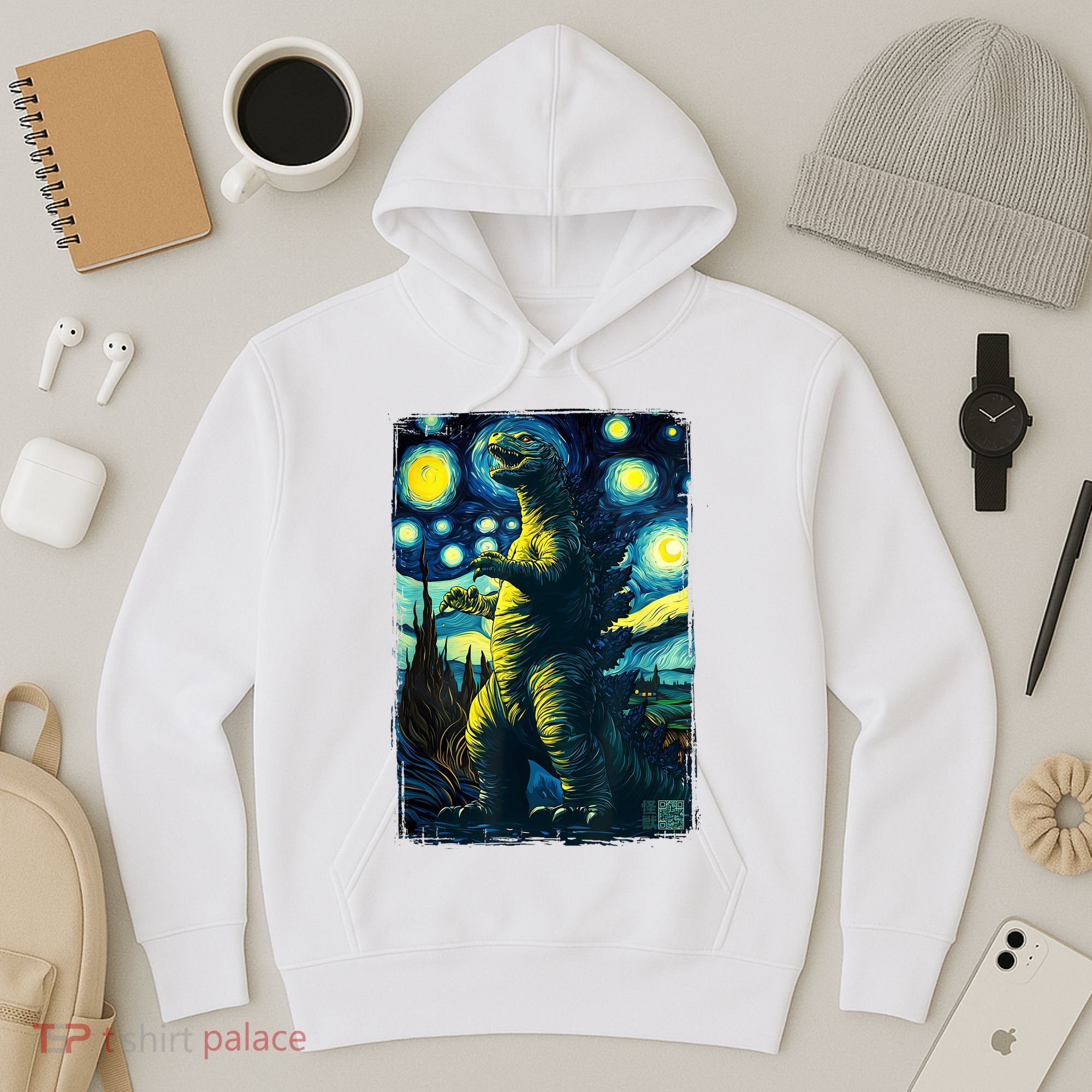 Retro Classic Starry Night Legendary Japanese Kaiju Hoodie