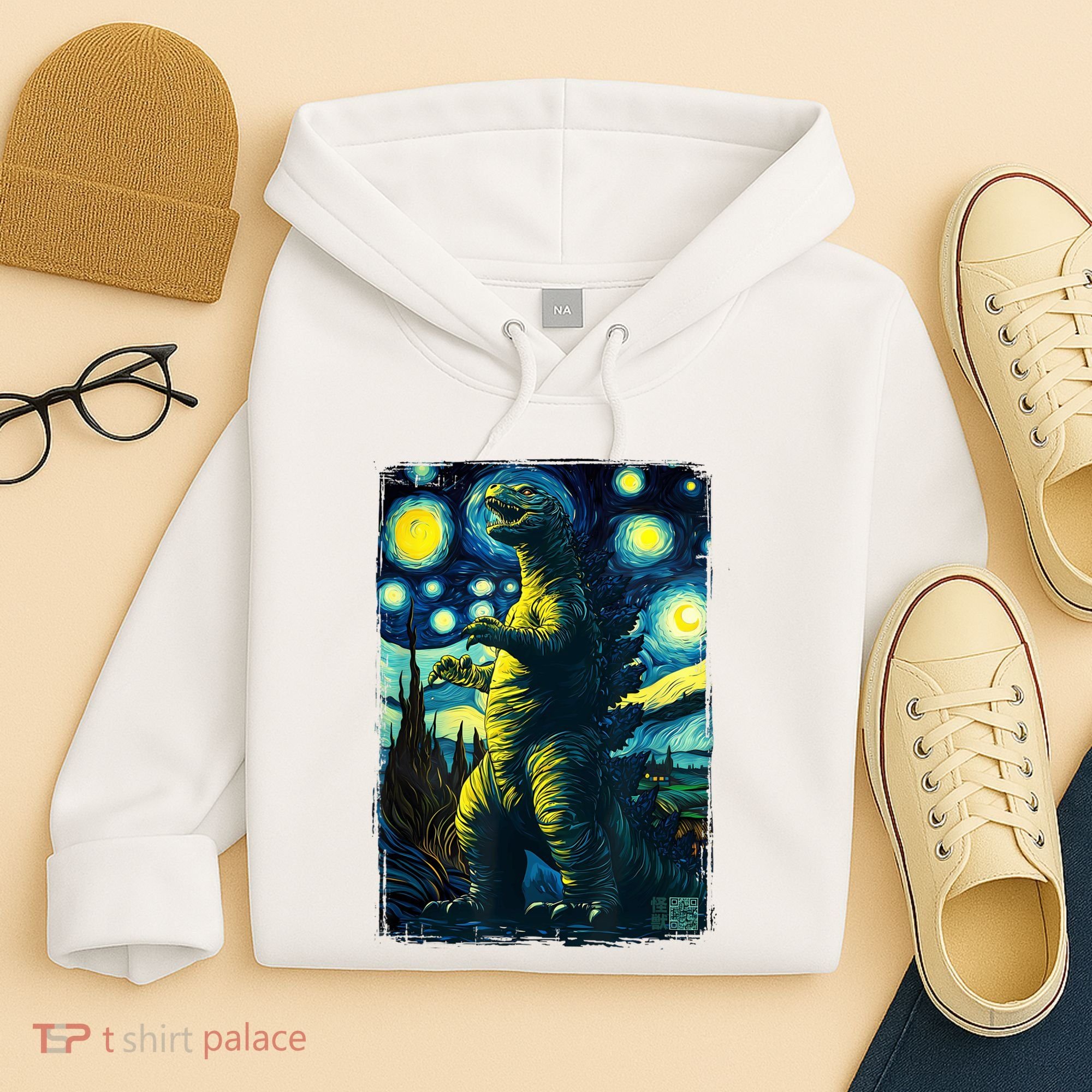 Retro Classic Starry Night Legendary Japanese Kaiju Hoodie