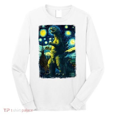 Retro Classic Starry Night Legendary Japanese Kaiju Long Sleeve Shirt