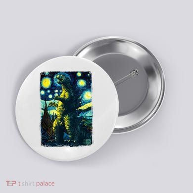 Retro Classic Starry Night Legendary Japanese Kaiju Button