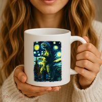 Retro Classic Starry Night Legendary Japanese Kaiju Coffee Mug thumb 3