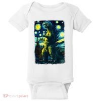 Retro Classic Starry Night Legendary Japanese Kaiju Baby Bodysuit thumb 0