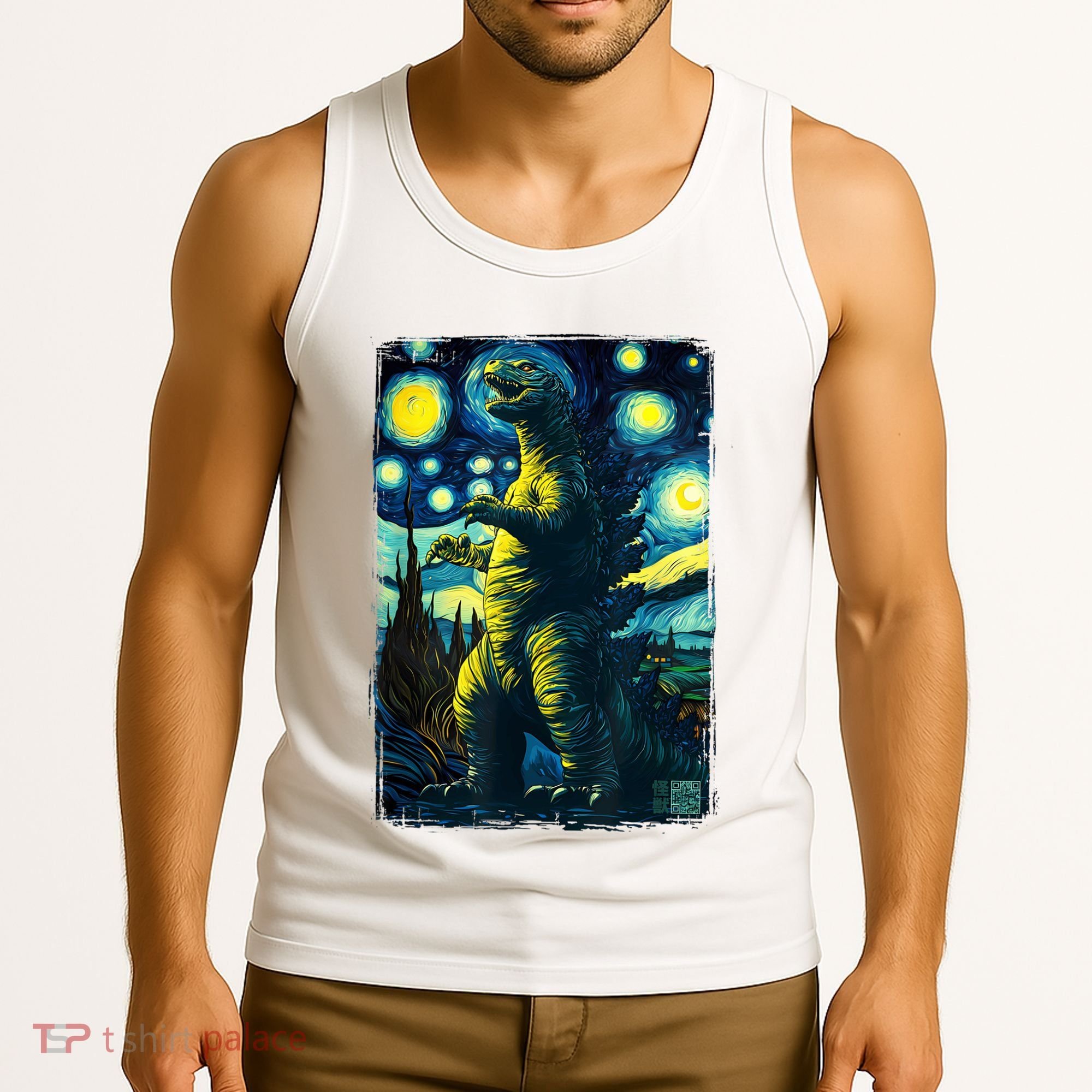 Retro Classic Starry Night Legendary Japanese Kaiju Tank Top