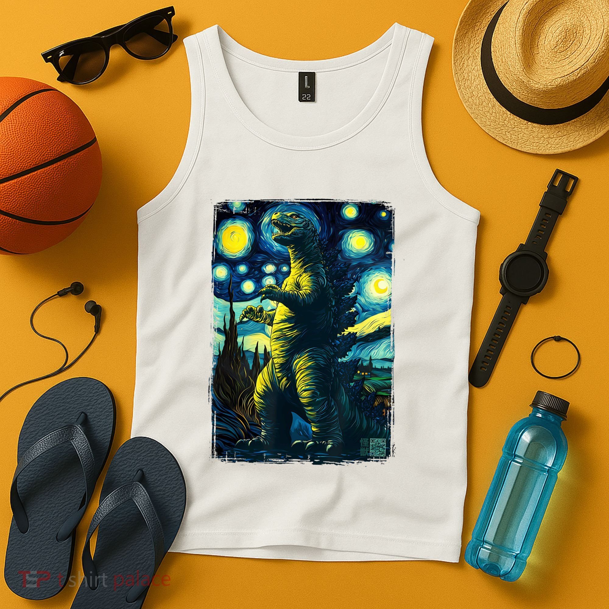 Retro Classic Starry Night Legendary Japanese Kaiju Tank Top